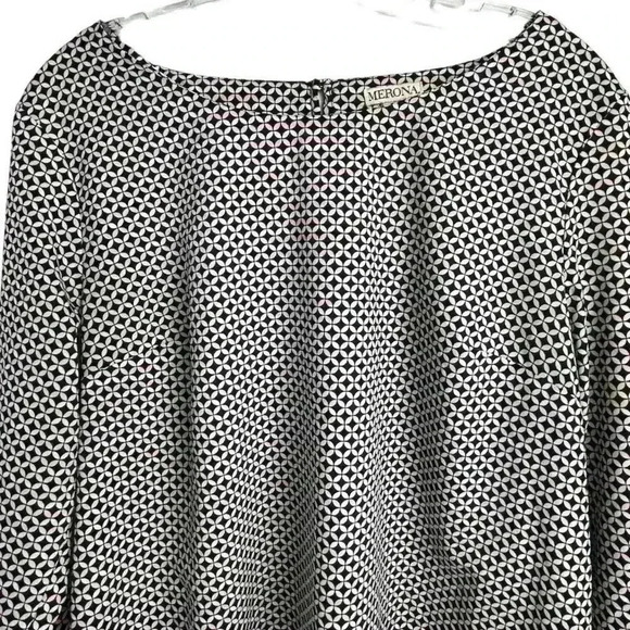 Merona Women's XL Black Pink Geometric Long Sleeve Scoop Neck Blouse - Picture 4 of 11